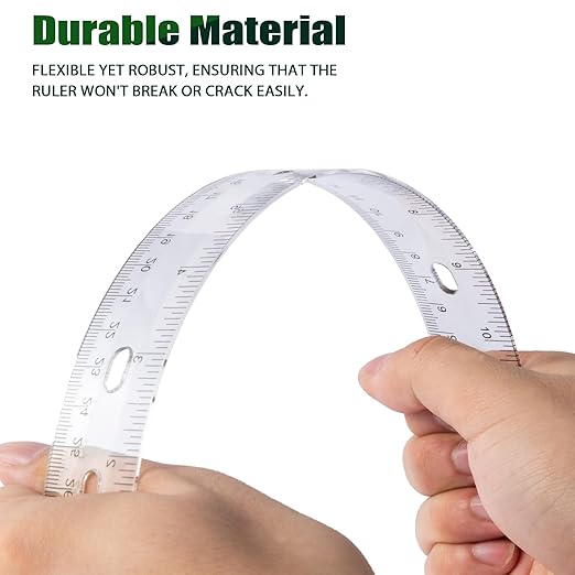 28 Pack Plastic Ruler 12 Inch Transparent Rulers - Metric Bulk for Kids School Office Classroom, Clear