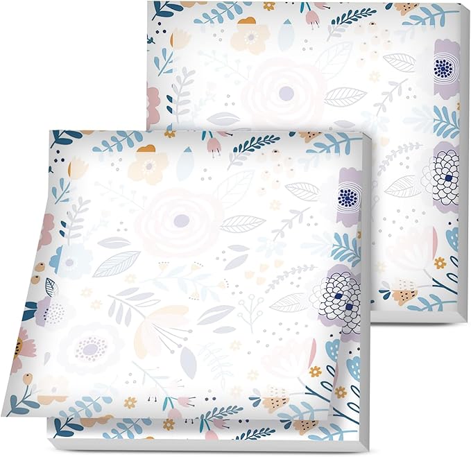 Sticky Notes, 2 Pads, 3x3 inches, Cute Colorful Fun Self-Stick Note Pads, Easy Post, Strong Adhesive Notepad Pastel Flower Mix