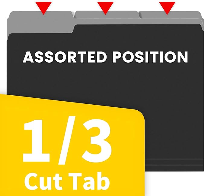 SUNEE File Folders, 100 Pack Manilla Folders 8.5 x 11, Colored Folder Office Organization Home School Folders for Documents Files Paper, Black