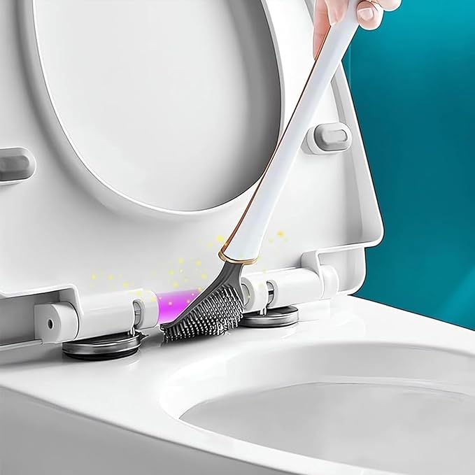 2025 New Modern Flexible Silicone Toilet Caspa for Home，Silicone Toilet Bowl Brush & Holder Set, Wall Mounted Cleaning Kit with Dispenser, Flexible & Hygienic Bathroom Scrubber for Home (#A)