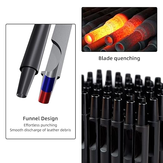 WUTA Leather Punches Round Hole Puncher Plating Titanium Hollow Punching Tool Working for Watch Band, Fabric, Plastic (1pc 7mm Hole Punch)