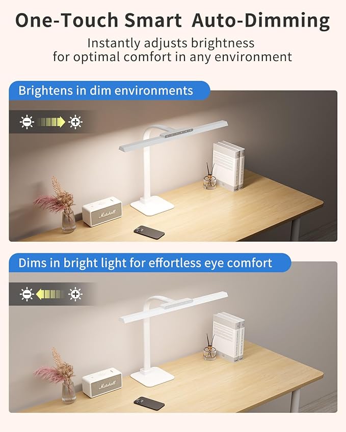 LED Desk Lamps for Home Office with Base, 24W Brightness Touch Control Desk Light, Adjustable Gooseneck Tall Office Lights for Drawing,Reading,Crafts,Gaming,Workbench,Architect,Study, White