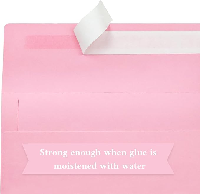 50 Pack #10 Business Envelopes, Pink Standard Envelopes Self Seal, Letter Size Business Mailing Envelopes for Checks Letters Invoices Statements Birthday Graduation Wedding, 4 1/8 x 9 1/2 Inch