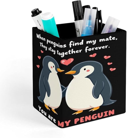 Women's Fashion Pencil Pen Holder Cup, Waterproof Office Supplies, Waterproof Multifunctional Office Supplies You Are My Penguin