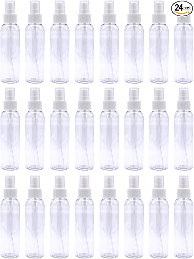 TRENDBOX 4oz Travel Size Spray Bottles, 24 Pack Fine Mist Small Empty Plastic Spray Bottle, Leak Proof BPA-Free Travel Essentials Cosmetic Containers