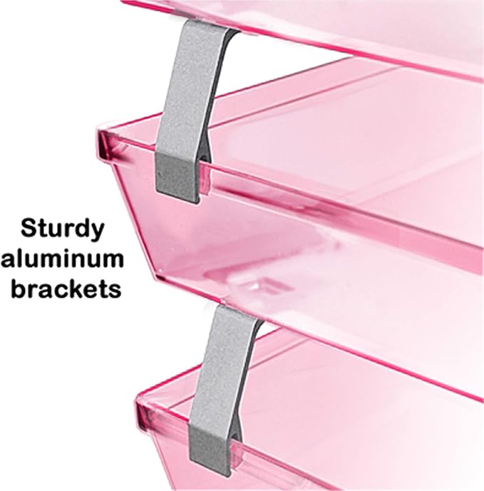 Acrimet Facility 4 Tier Letter Tray, Side Load, Letter Size/A4, Desktop File Organizer, Plastic (Clear Pink)