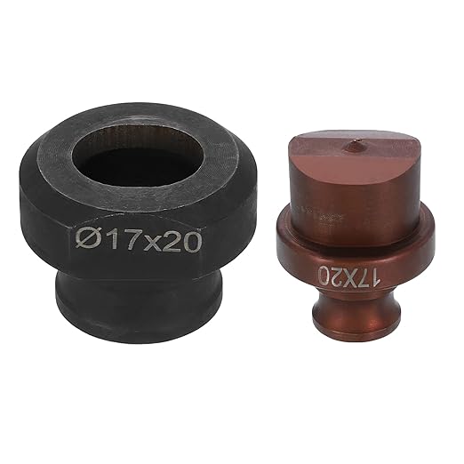 HARFINGTON Hydraulic Hole Punch Die 17x20mm Oval Hole 40Cr Steel Electric Punching Kit for MHP-20 JP-20 Electric Punching Machine, Burgundy & Black