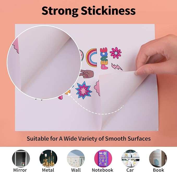 HTVRONT Printable Vinyl Sticker Paper - 30 Sheets Glossy Waterproof Sticker Paper for Inkjet Printer & Laser Printer, Dries Quickly & Tear Resistant 8.5"x11"