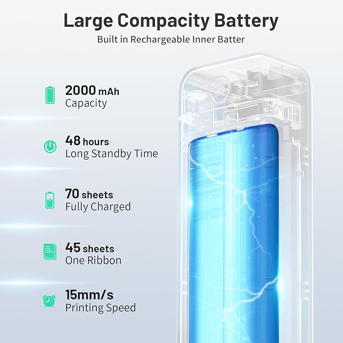 Phomemo P831 Portable Printers Wireless for Travel - 300 DPI Bluetooth Thermal Printer Support 8.5x11 US Letter & A4 Regular Copy Paper, Inkless Printer Compatible with Mobile & Laptop for Home Office