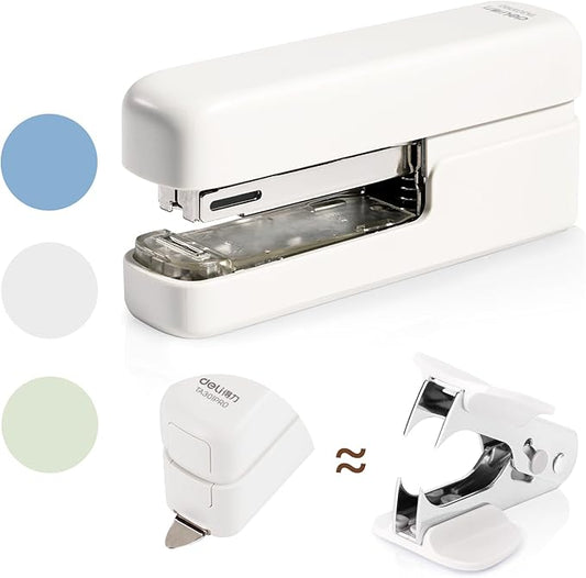deli Stapler, Desktop Staplers with Integrated Staple Remover, 40 Sheet Capacity Office Stapler, White