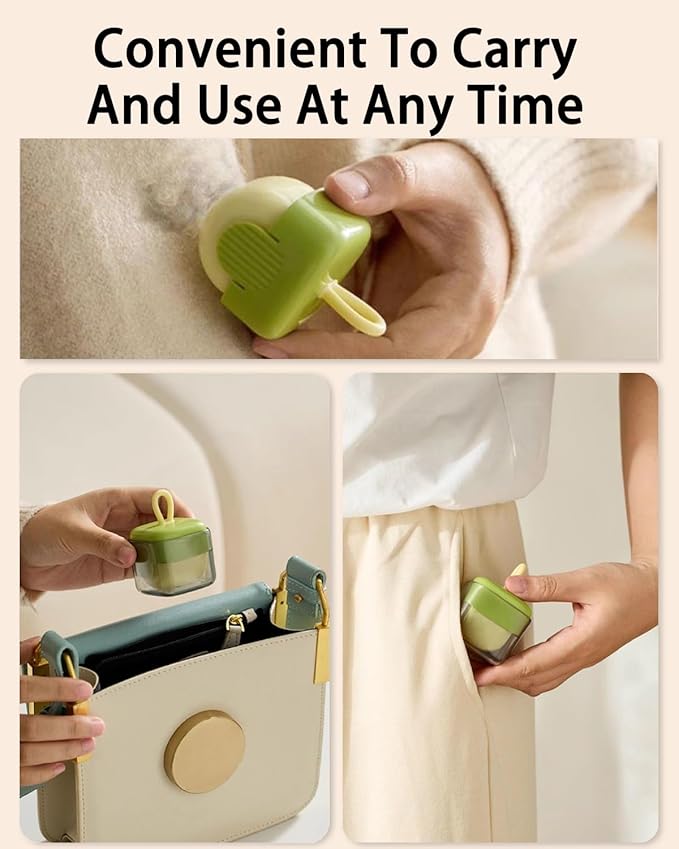 2Pcs Mini Lint Remover Roller, Reusable Lint Gel Roller, Washable Pet Dog Cat Hair Remover for Clothing, Pet Hair, Dust, Lint, Travel and Home Use(Green+Beige)