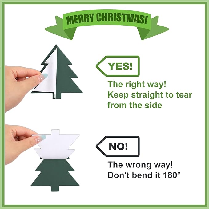 1200Pcs Christmas Sticky Notes Green Brown Xmas Tree Shaped Self Adhesive Notepads Removable Memo Pads for Home Office Classroom Supplies