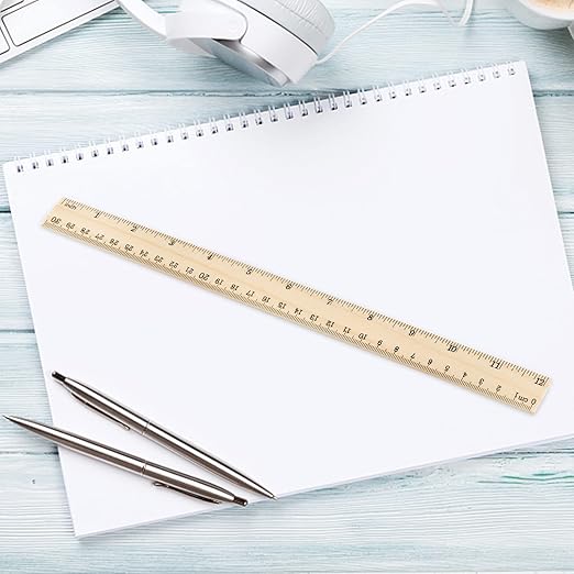 WUWEOT 72 Pack Wooden Ruler, 12 Inch Rulers Bulk, Office Wood Measuring Ruler, Double Sided Drafting Rulers for Home, Student, Office Use