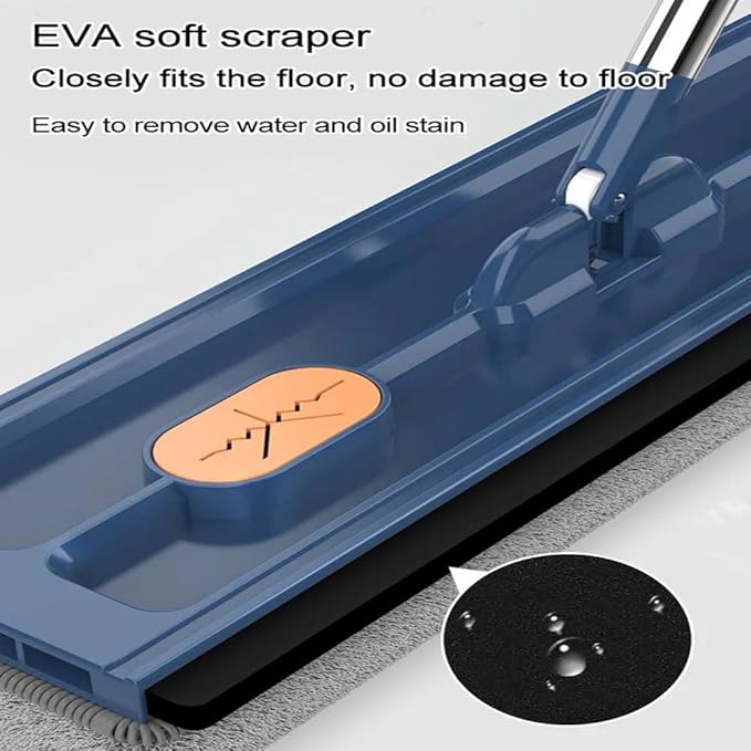 AQWEI Large Flat Mop with Bucket, 54" Large Flat Mop with Wringer, Wet and Dry Large Flat Mop with 4 Microfiber Pads (Blue)