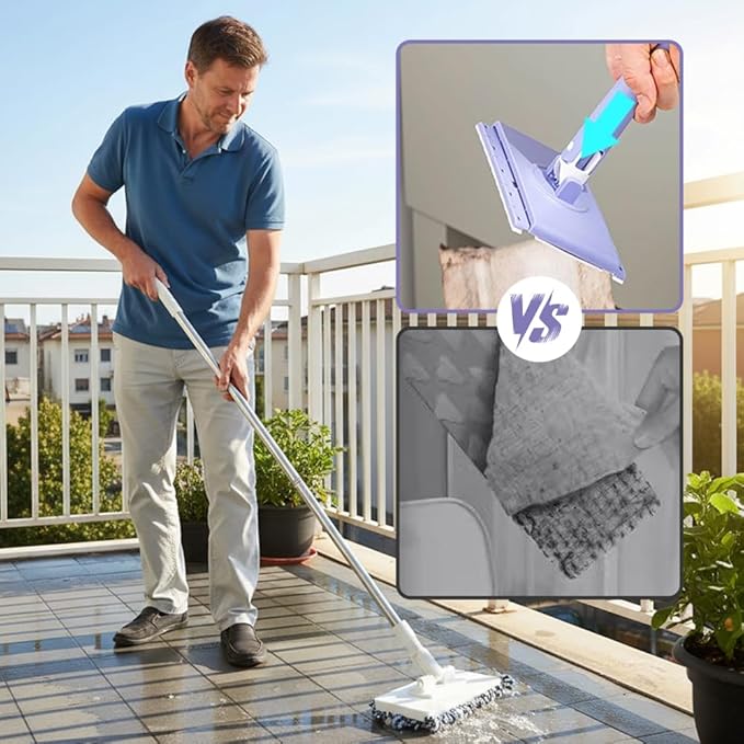 2026 Snap Grip Mini Mop Upgraded with 10 Pads| Zero Touch Hands-Free Cleaning Mop|27.5” & 36.5” Adjustable Handle Flat Dust Mop for Bathroom,Corners,Windows|No Wash, Wet & Dry Use (27.5”Purple)