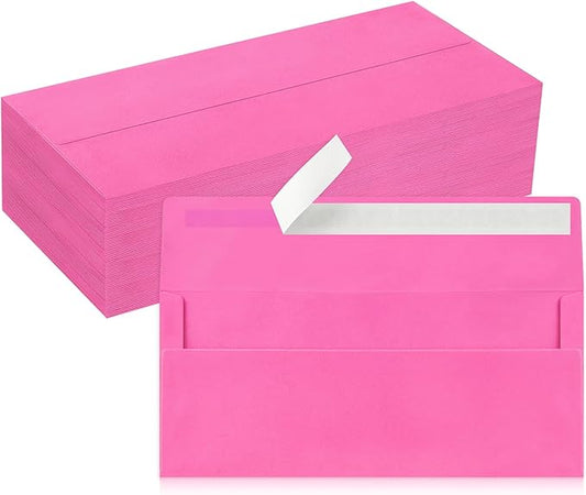 100 Pack #10 Business Envelopes, Rose Standard Envelopes Self Seal, Letter Size Mailing Envelopes for Checks Letters Invoices Statements Christmas Birthday Graduation Wedding, 4 1/8 x 9 1/2 Inch