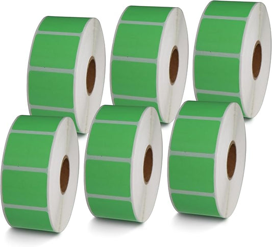 BETCKEY - 1.25" x 1" UPC Barcode & Address Labels Compatible with Zebra & Rollo Label Printer,Premium Adhesive & Perforated[Green, 6 Rolls, 8280 Labels]