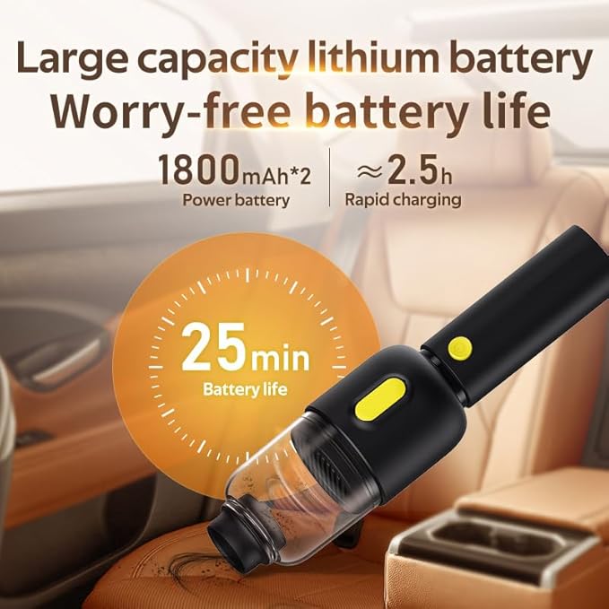 X9 Pro Cordless Car Vacuum Cleaner, Handheld Portable Mini Vacuum with Strong Suction, Type-C Fast Charging, Ideal for Auto Interior, Home Desk, Keyboard, Pet Hair (Black)