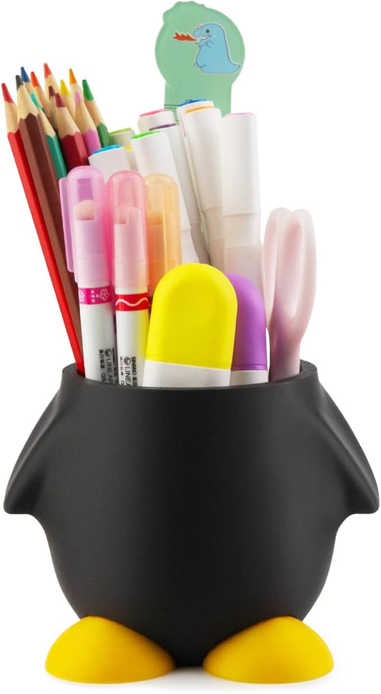 Creative Cute Penguin Pen Pencil Holder, Pen Holder for Desk Office Decor Makeup Brush Holder Kitchen Storage Cup Ideal Gifts for Boys Girls