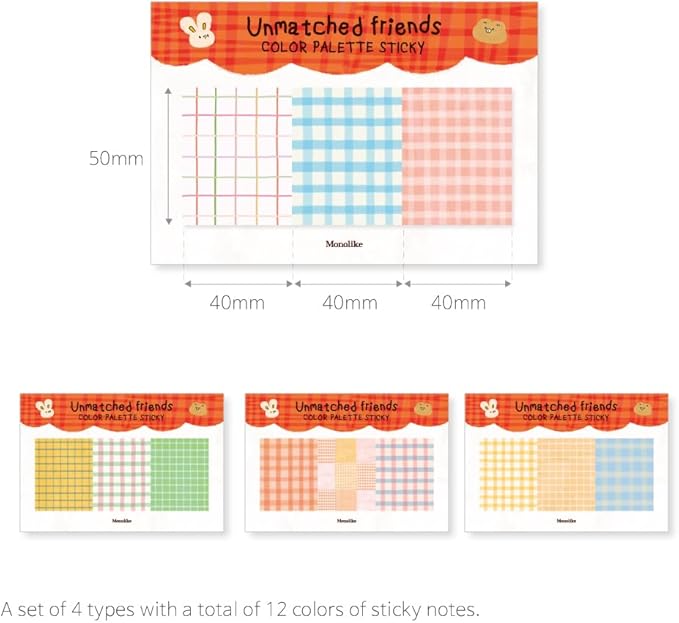 Monolike Color Palette Sticky Unmatched Friends A Set 4p - Self-Adhesive Memo Pad 30 Sheets