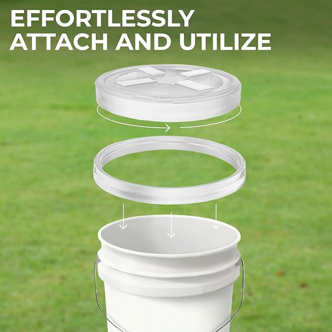 5-Gallon Yellow Bucket Pail with Gamma Seal Screw on Airtight Lid, Metal Handle with Plastic Grip for Easy Carrying, Easy Stack and Store, Heavy-Duty 90MIL Extra Durable, Food Grade, BPA Free - 3 Pack