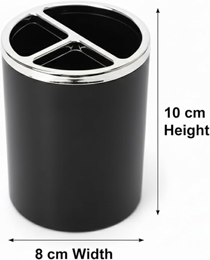 Black Pencil Holder for Desk | 3 Compartments Pencil Cups for Classroom, Home, Office Desks, Meeting Room | Pen Cup Holder for Desks & Decorative Pen Holders for Desk Cute Office Supplies