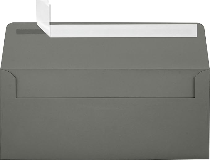 LUXPaper #10 Business Envelopes | Peel & Press | 4 1/8" x 9 1/2" | Smoke Gray | 80lb. Text | 50 Qty