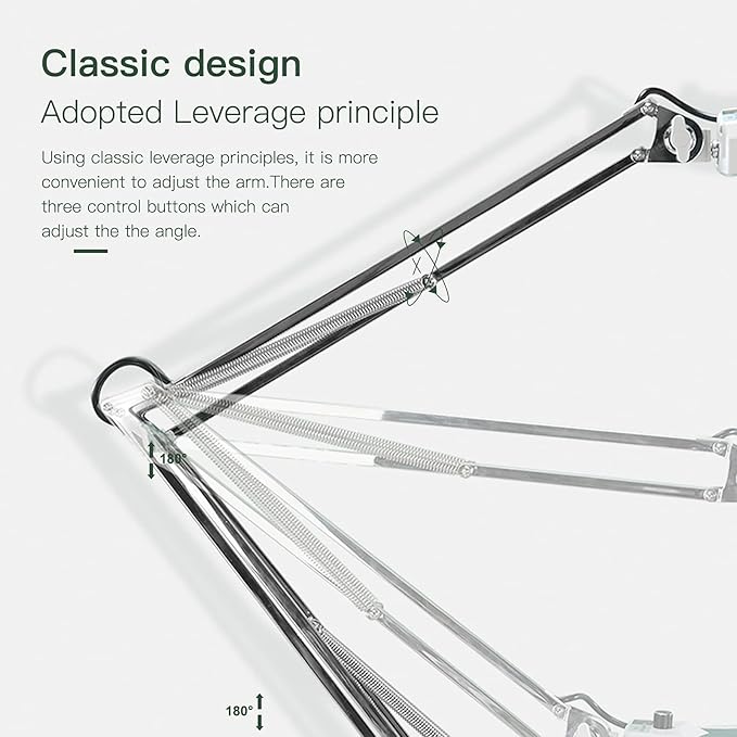 10X Magnifying Glass with Light and Stand,Dimmable Book Lighted Magnifier,Adjustable Stainless Steel Lamp Arm,Large LED Desk Lamp Hands Free for Crafts Hobby Reading Painting Sewing Close Work