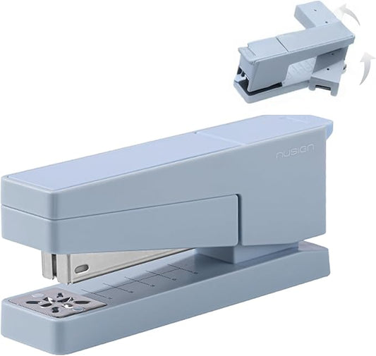 Swing-Arm Desktop Stapler, 360° Rotating Base, 25-Sheet Capacity, Fits 24/6 & 26/6 Staples, Durable Metal Build with Non-Slip Pad for Office & Home Use （Blue）