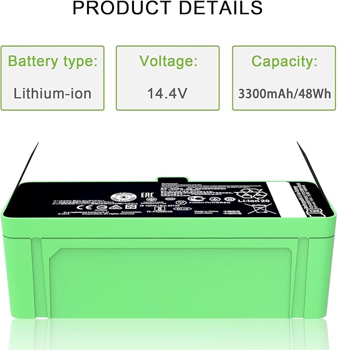 Dentsing Upgraded 3300mAh Replacement Battery 1800LI for iRobot Roomba 500/600/700/800/900 Series Compatible with Roomba 895 890 877 695 690 680 677 675 670 665 640 960 965 970 860 850 805 4376392