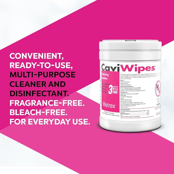 Metrex CaviWipes Disinfecting Towelettes Canister Wipes, 160 Count, White