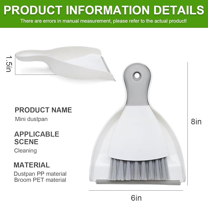 Mini Broom and Dustpan Set, Small Handheld Dustpan with Cleaning Brush, Compact Cleaning kit for Home, Car, Sofas, Kitchen, Keyboard, Countertop, Pet Cleaning