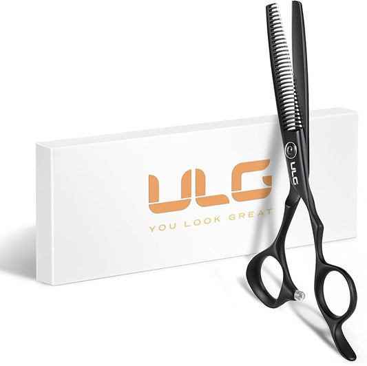 ULG Seamless Thinning Scissors – Professional Stainless Steel, Teflon Coated, Ergonomic Offset Handles, Precision Serrated Blades for Natural Hair Thinning and Layering, Ideal for Stylists and Barbers