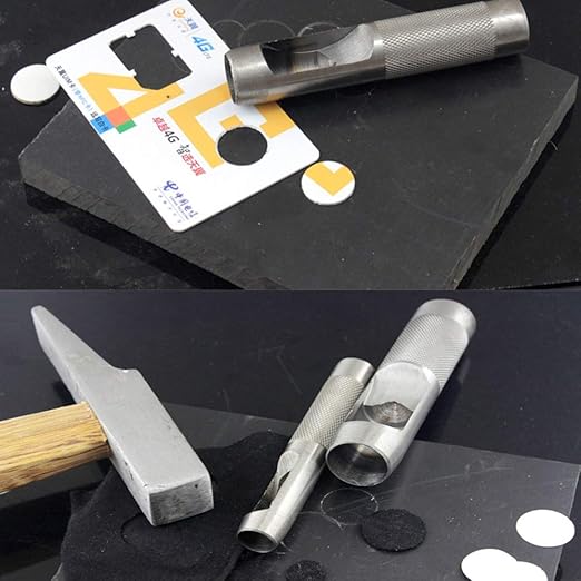 Leathe Punch Set Heavy Duty Round Hole Punch Set Leather Hole Tool,for Leather, Canvas (Silver, 12-pcs)