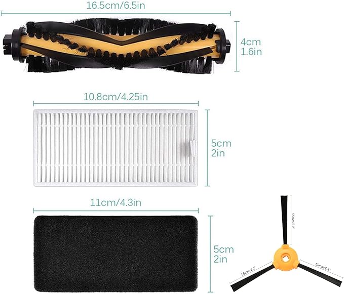 Replacement Parts for Yeedi K600 K700 for Ecovacs Deebot N79 N79s DN622 500 N79w Robotic Vacuum Cleaner Accessories Kit, Includes 1 Main Brushes 6 HEPA Filters 4 Pairs Side Brushes