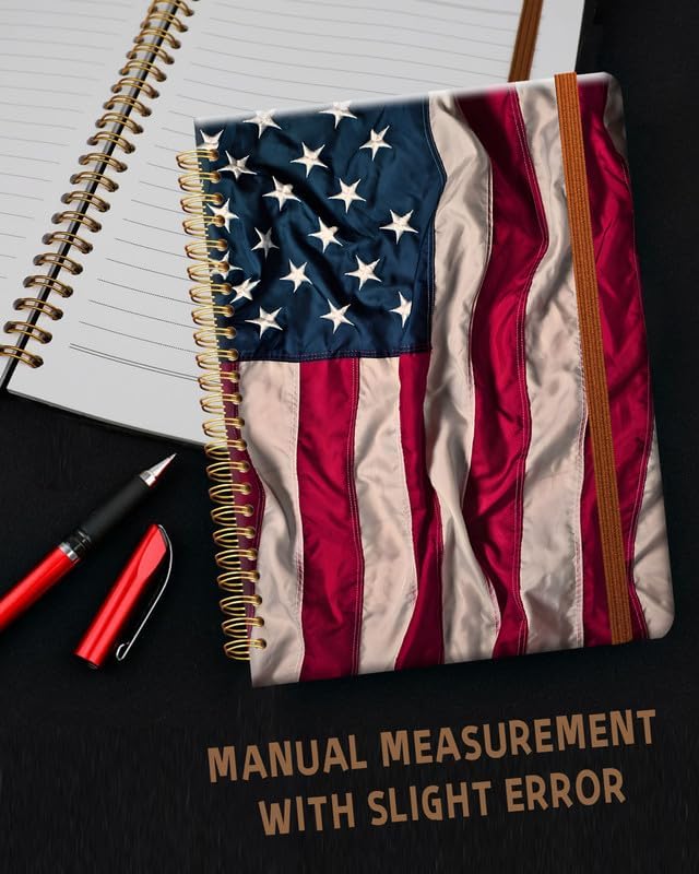 Ruled Spiral Writing Notebook,A5 Hardcover Lined College Journal for Women Girl,Strong Twin-Wire Binding with Premium Paper,8.4" X 6",Perfect for School,Office(Old American Flag)