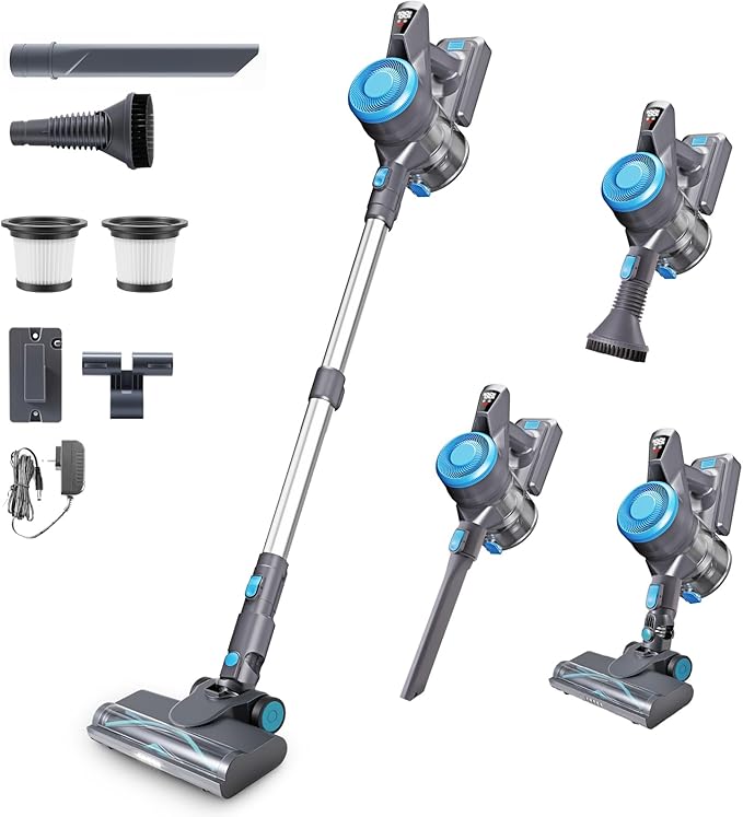 HAUSMEISTER VoltVac Go Cordless Vacuum Cleaner for Home Pet Hair, 30000PA for Carpets Hard Floors, 50Min Portable Handheld Rechargeable Vacuum, 2 HEPA Filters, Lightweight
