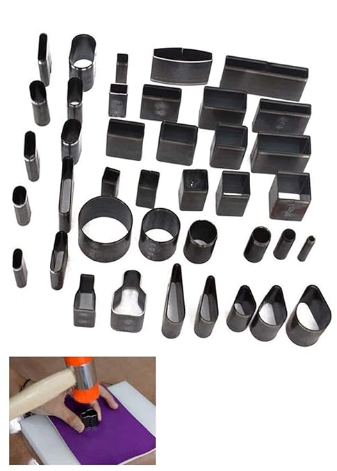 39 Shape Style Hollow Hole Puncher Leather Punching Tool,Mold Punching Die Set for Handmade DIY Leather Cutting Dies