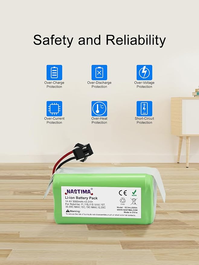 NASTIMA 14.4V 3000mAh Replacement Battery for Eufy Robovac 11 11S MAX 15C MAX 20C 30C MAX G10 G20 G30, for Ecovacs Deebot N79S,N79,DN622 N79SE,N79W, and Tesvor X500
