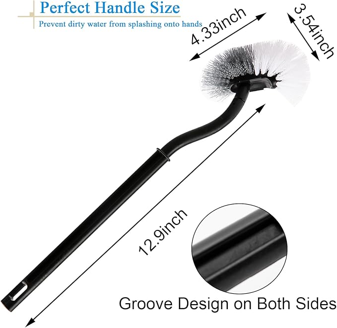 Ryhiac 2 Pack Curved Toilet Bowl Brush Without Holder for Bathroom, Compact Toilet Brush Durable Under The Rim Household Deep Cleaning Brushes (Black Toilet Brush Without Holder)