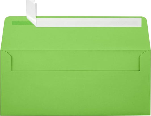 LUXPaper #10 Business Envelopes | Peel & Press | 4 1/8" x 9 1/2" | Limelight Green | 80lb. Text | 50 Qty
