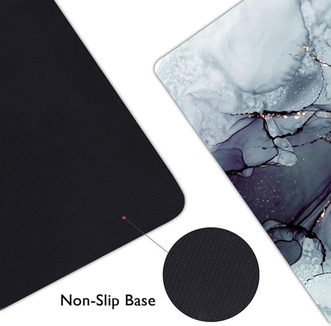Extended Gaming Mouse Pad (31.5x11.8 in), Large Non-Slip Rubber Base Mousepad,Keyboard Mouse Mat Desk Pad for Work, Game, Office, Home -Painting Ink Blue Black Rose Gold Marble, Bo-M-010