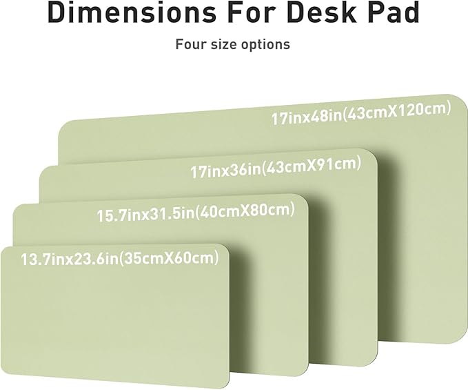 Aothia Leather Desk Pad Protector, Mouse Pad, Office Desk Mat, Non-Slip PU Leather Desk Blotter, Laptop Desk Pad, Waterproof Desk Writing Pad for Office and Home (Grass Green, 36" x 17")