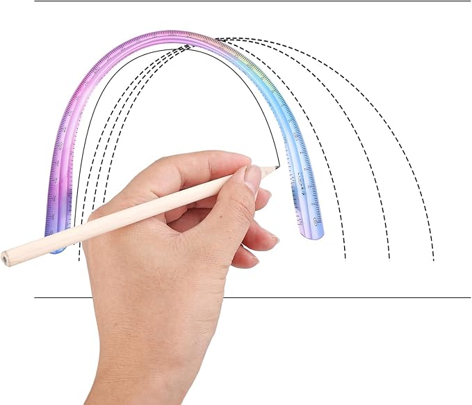 Grevosea 2-Piece Flexible Ruler, 30cm/12inch Plastic Straight Edge Ruler, Soft Bendable for School, Classroom, Office, Kids & Adults