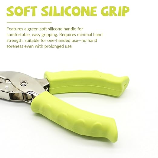 Single Hole Puncher - Mini Hole Punch with Soft Grip Handle, 1/4 Inch Single Hole Puncher for Crafts, Scrapbooks, 6 Sheets Capacity & Paper Mess Tray