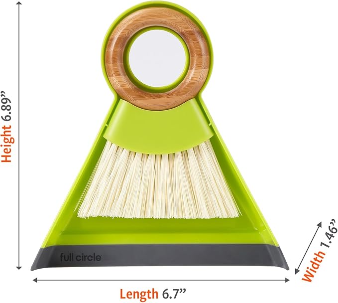 Full Circle Cleaning, Tiny Team Mini Brush & Dustpan Set, Green