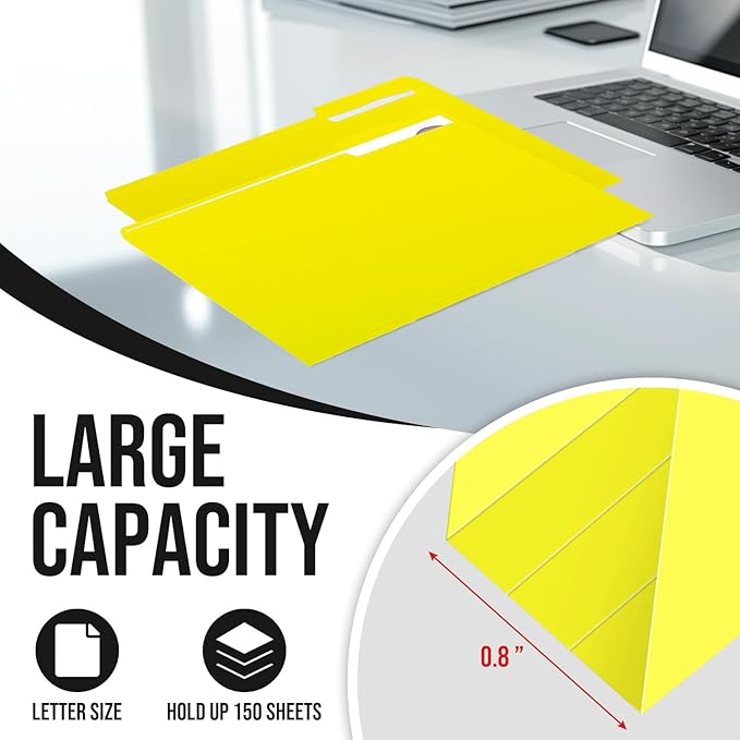 File Folders,IntoJoy 120 Pack Colored File Folder Letter Size, 1/3 Cut Tab Filing Folders for Office School Business File Document Organization,Yellow