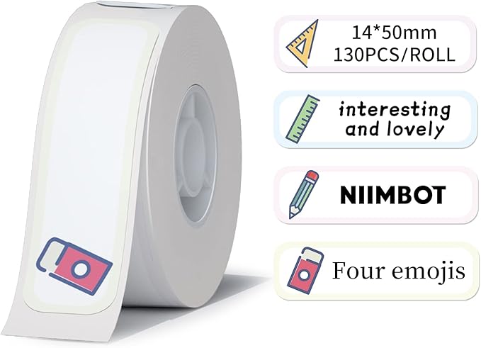 Label Maker Tape Compatible for NIIMBOT D11 D110 D101, Thermal Sticker Paper 0.55'' x 1.97'' Waterproof Labeling Tape Replacement 130 Labels/Roll (14×50mm)