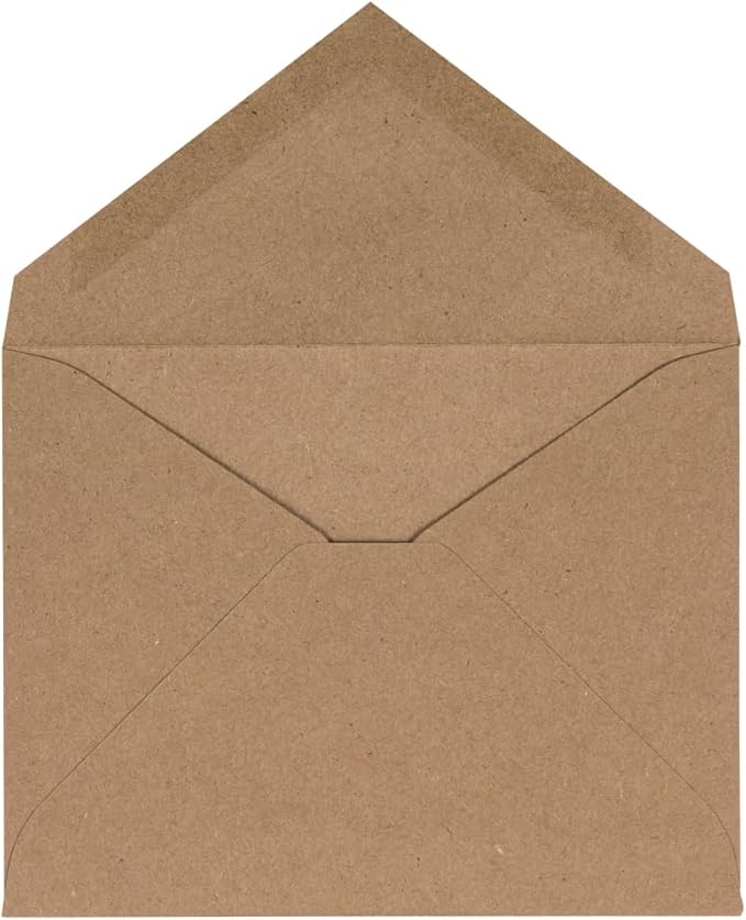 JAM PAPER A2 V-Flap Premium Invitation Envelopes - 4 3/8 x 5 3/4 - Brown Kraft Paper Bag - 25/Pack