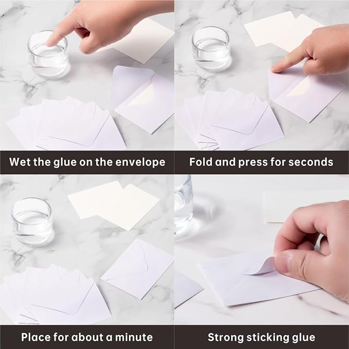 100 Pack 4 x 2.75" Mini Envelopes 120GSM Gift Card White Envelopes Bulk Small Paper Gift Card Sleeves Greeting Card Business Card Brown Tiny Envelope Pockets for Card & Invitation